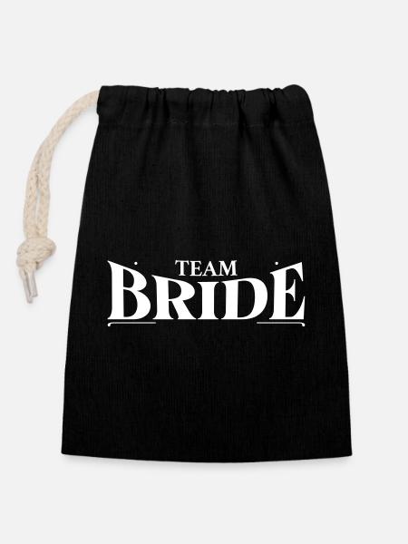 Team Bride!  - Verschließbarer Geschenkbeutel aus Baumwolle (14x20cm) - Schwarz