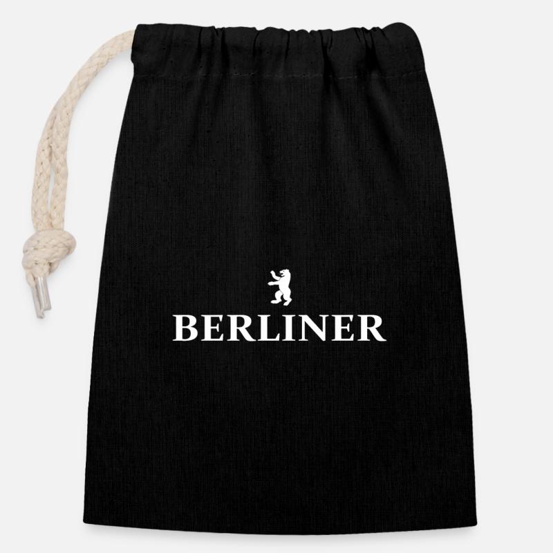 Berliner - Verschließbarer Geschenkbeutel aus Baumwolle (14x20cm) - Schwarz