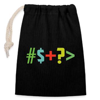 Special character - Closable cotton gift bag (14x20cm) - black - Front