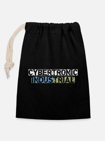 Cybertronic Industrial - Verschließbarer Geschenkbeutel aus Baumwolle (14x20cm) - Schwarz