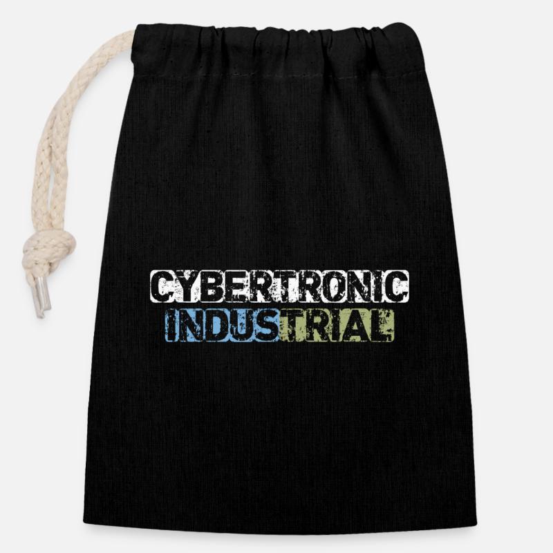 Cybertronique Industriel - Sac cadeau en coton avec cordon (14 x 20 cm) - noir