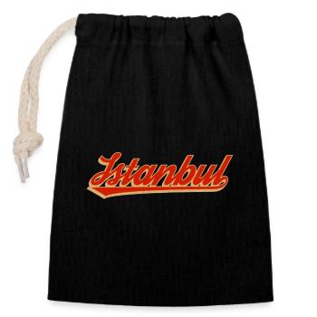 Istanbul Retro Script Logo - Verschließbarer Geschenkbeutel aus Baumwolle (14x20cm) - Schwarz - Vorne