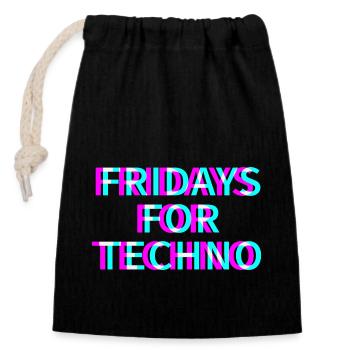 Fridays For Techno Rave Festival Electro Raver - Verschließbarer Geschenkbeutel aus Baumwolle (14x20cm) - Schwarz - Vorne