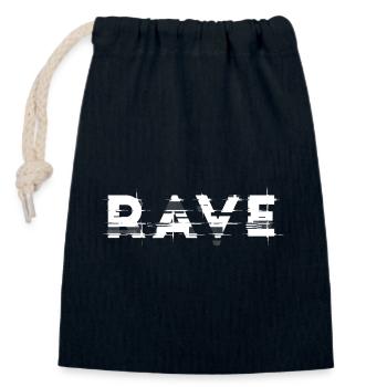Rave design glitch, pour DJ EDM Techno House - Sac cadeau en coton avec cordon (14 x 20 cm) - bleu marine - Devant