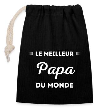 Le meilleur papa du monde - Sac cadeau en coton avec cordon (14 x 20 cm) - noir - Devant