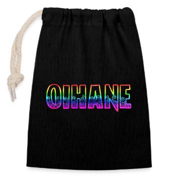 oihane rs regenbogen - Verschließbarer Geschenkbeutel aus Baumwolle (14x20cm) - Schwarz - Vorne