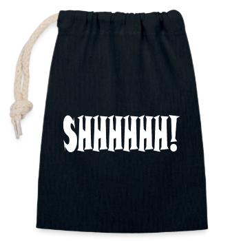 Chut ! Typographie minimaliste - Sac cadeau en coton avec cordon (14 x 20 cm) - bleu marine - Devant
