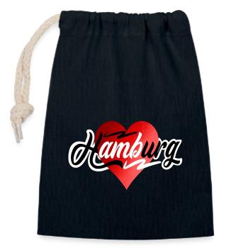 Hamburg - Closable cotton gift bag (14x20cm) - navy - Front