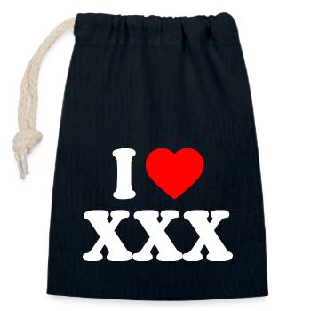 I love xxx - Verschließbarer Geschenkbeutel aus Baumwolle (14x20cm) - Navy - Vorne