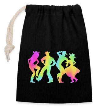 Square Dance - Closable cotton gift bag (14x20cm) - black - Front