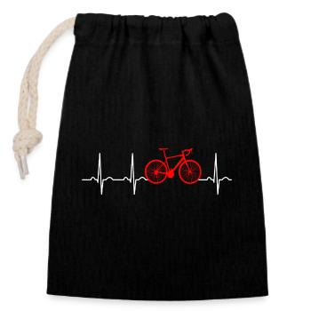 Herzschlag Fahrrad Rennrad Radsport - Verschließbarer Geschenkbeutel aus Baumwolle (14x20cm) - Schwarz - Vorne