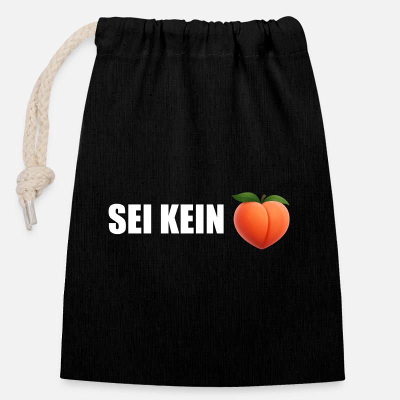 Don't be a Peach - Closable cotton gift bag (14x20cm) - black