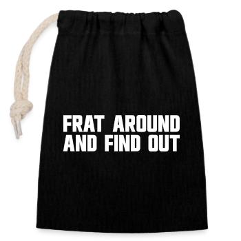 Connect and find out - Closable cotton gift bag (14x20cm) - black - Front