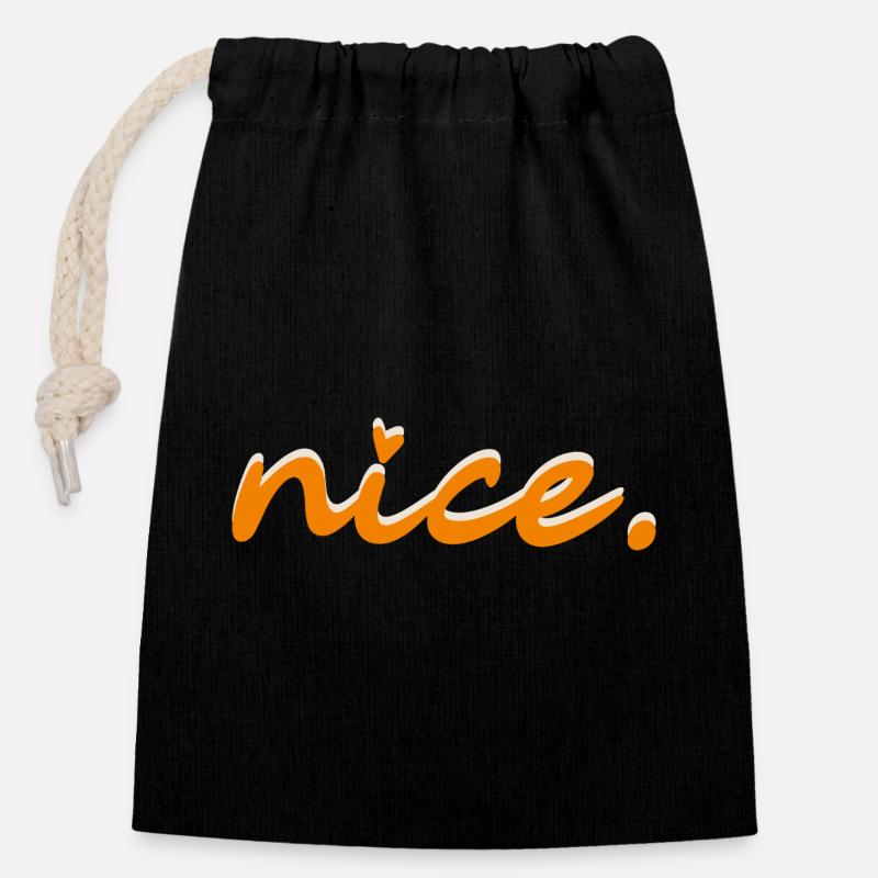 nice (orange mit hellem Schatten) - Verschließbarer Geschenkbeutel aus Baumwolle (14x20cm) - Schwarz