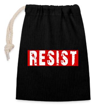 Resist Distressed Protest Typography - Closable cotton gift bag (14x20cm) - black - Front