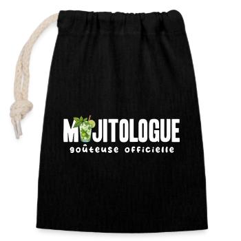 Mojitologue T-shirt Humour Femme Soirée Mojito - Sac cadeau en coton avec cordon (14 x 20 cm) - noir - Devant