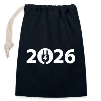 Electrician 2026, Electronics Technician 2026, Electricity 2026 - Closable cotton gift bag (14x20cm) - navy - Front