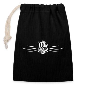 Bateau-dragon Viking Viking Ship - Sac cadeau en coton avec cordon (14 x 20 cm) - noir - Devant