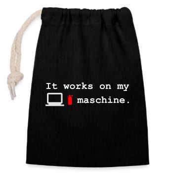 It Works On My Machine Shirt - Closable cotton gift bag (14x20cm) - black - Front