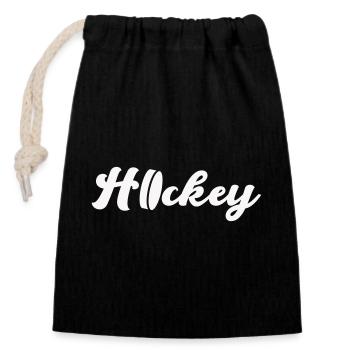 Style de script de hockey – Look élégant de logo - Sac cadeau en coton avec cordon (14 x 20 cm) - noir - Devant