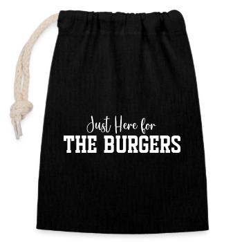 Je suis juste là pour les burgers - Sac cadeau en coton avec cordon (14 x 20 cm) - noir - Devant