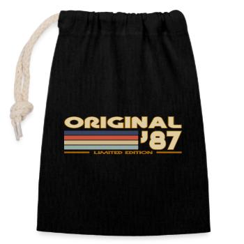 1987 - Closable cotton gift bag (14x20cm) - black - Front
