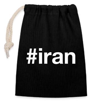 Iran Hashtag - Verschließbarer Geschenkbeutel aus Baumwolle (14x20cm) - Schwarz - Vorne