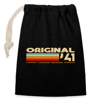 1941 - Closable cotton gift bag (14x20cm) - black - Front