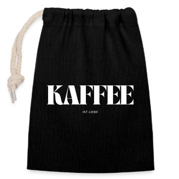 Kaffee ist Liebe - Verschließbarer Geschenkbeutel aus Baumwolle (14x20cm) - Schwarz - Vorne