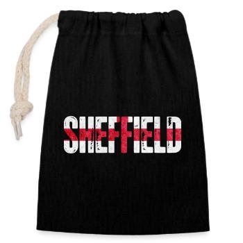 Sheffield, Angleterre - Sac cadeau en coton avec cordon (14 x 20 cm) - noir - Devant