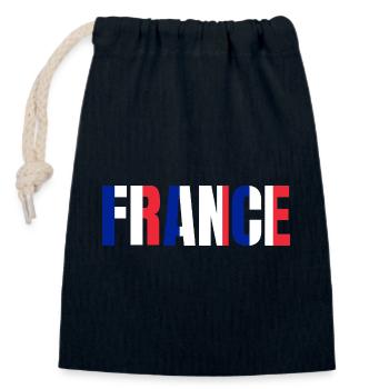 Drapeau France  - Sac cadeau en coton avec cordon (14 x 20 cm) - bleu marine - Devant