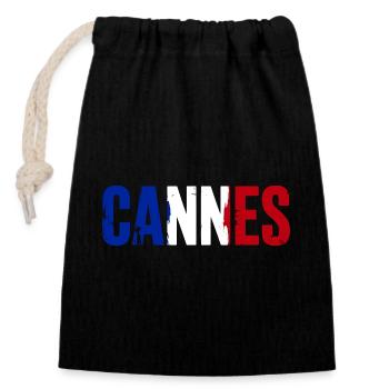 Cannes, France - Sac cadeau en coton avec cordon (14 x 20 cm) - noir - Devant