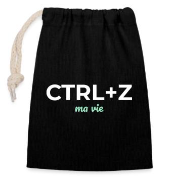 CTRL+Z Ma Vie — Humour Geek - Sac cadeau en coton avec cordon (14 x 20 cm) - noir - Devant