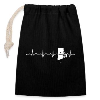 Rhode Island Heart Love Minimalist Travel Slogan - Verschließbarer Geschenkbeutel aus Baumwolle (14x20cm) - Schwarz - Vorne