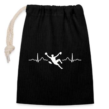 Boulderer heartbeat Bouldering Bouldering - Closable cotton gift bag (14x20cm) - black - Front
