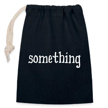 something - etwas - weiß - Verschließbarer Geschenkbeutel aus Baumwolle (14x20cm) - Navy - Vorne
