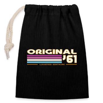1961 - Closable cotton gift bag (14x20cm) - black - Front