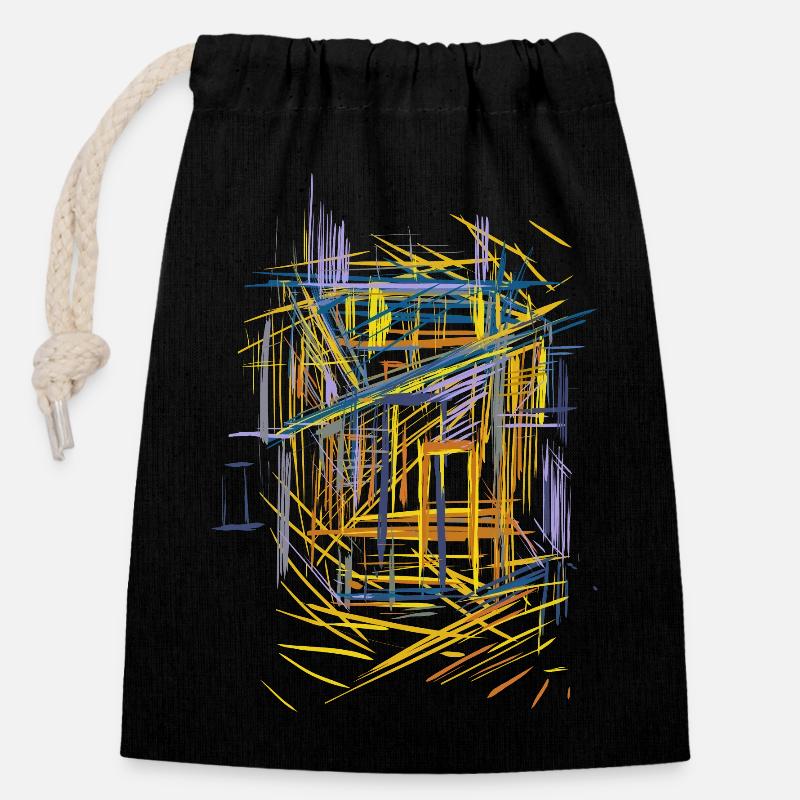 Architecture Sketch - Closable cotton gift bag (14x20cm) - black