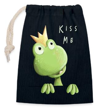 Embrasse-moi grenouille - Prince grenouille - Comic - Sac cadeau en coton avec cordon (14 x 20 cm) - bleu marine - Devant