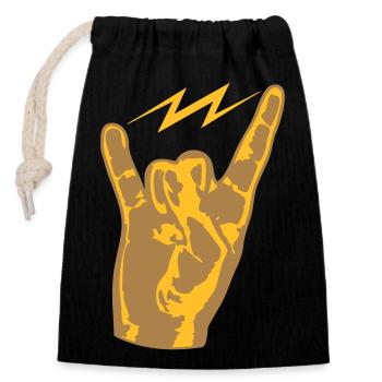 main doigt metal heavy rock concert musique pa - Sac cadeau en coton avec cordon (14 x 20 cm) - noir - Devant