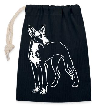 Podenco "Black Edition" - Sac cadeau en coton avec cordon (14 x 20 cm) - bleu marine - Devant