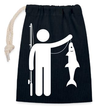 Pêche pêche pêche pêche pêche sportive pêche - Sac cadeau en coton avec cordon (14 x 20 cm) - bleu marine - Devant