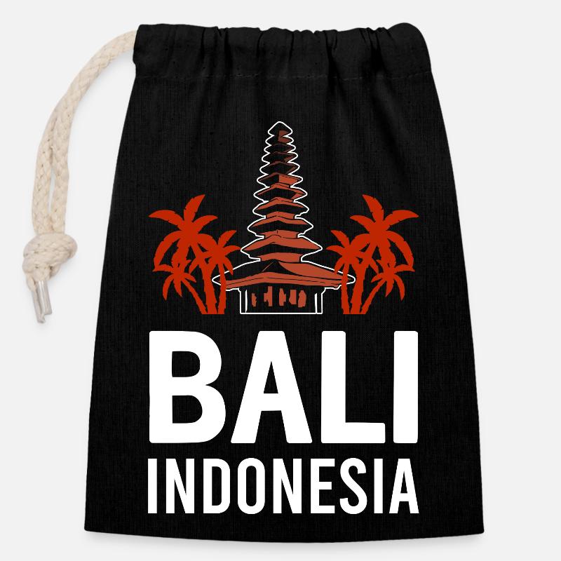 Bali - Sac cadeau en coton avec cordon (14 x 20 cm) - noir