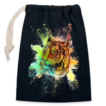 Tiger Animal Predator Africa Safari Colorful Splash Game - Closable cotton gift bag (14x20cm) - navy - Front