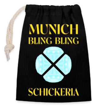 Munich Bling Bling Schickeria - Sac cadeau en coton avec cordon (14 x 20 cm) - noir - Devant