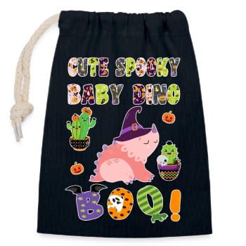 Mignon Spooky Baby Dino Halloween Boo 4 - Sac cadeau en coton avec cordon (14 x 20 cm) - bleu marine - Devant