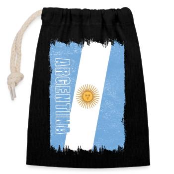 Drapeau Argentine - Sac cadeau en coton avec cordon (14 x 20 cm) - noir - Devant