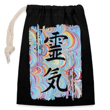 reiki japanisch e 63 - Verschließbarer Geschenkbeutel aus Baumwolle (14x20cm) - Schwarz - Vorne