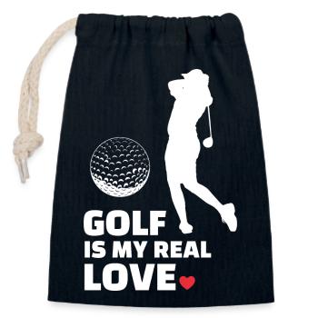 I love golf - Closable cotton gift bag (14x20cm) - navy - Front