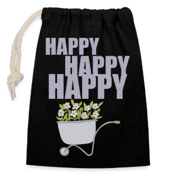 WHEELBARROWS HAPPY - Closable cotton gift bag (14x20cm) - black - Front